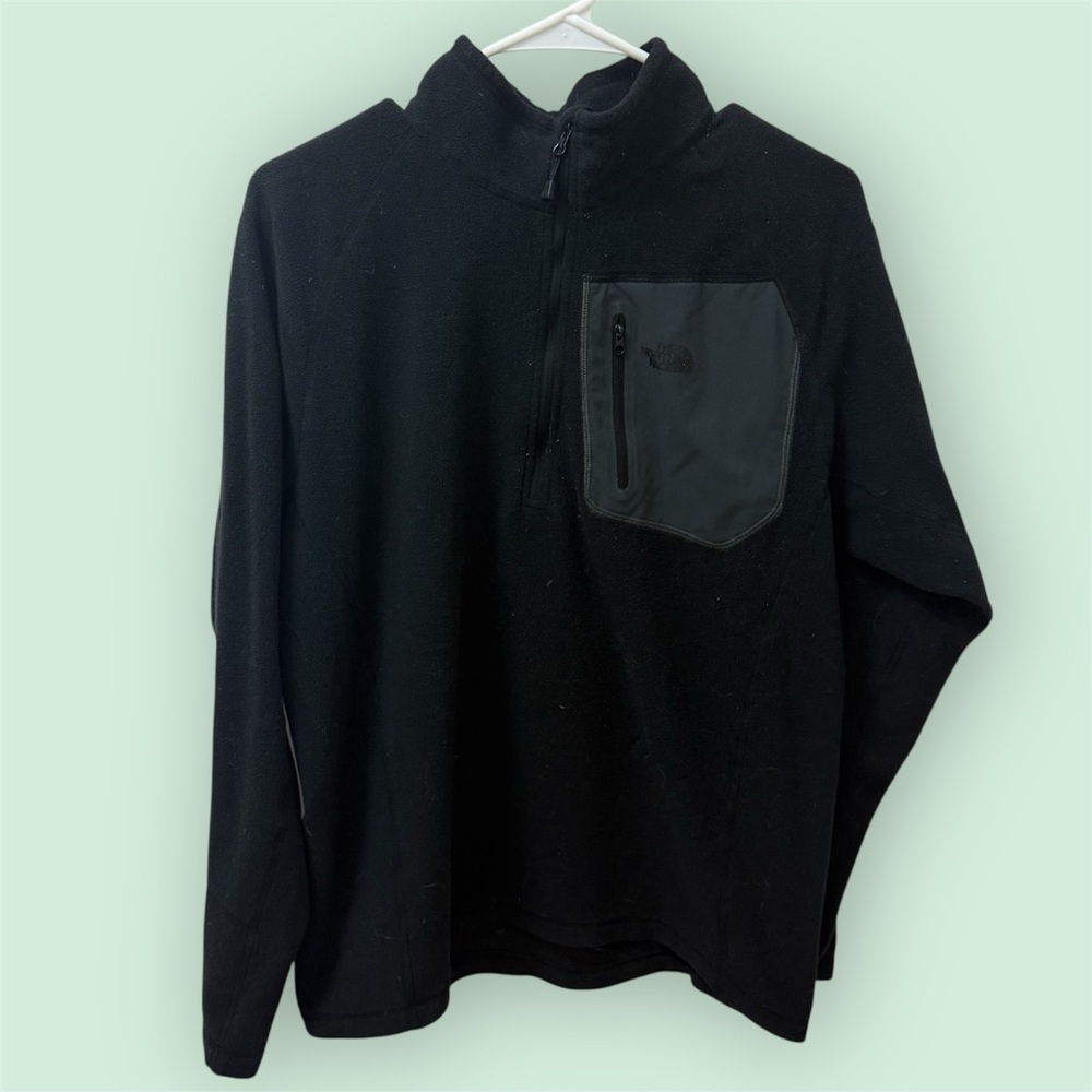 The North Face 1/4 Zip Fleece Pullover Jacket Men Size M Medium Black Sweatshirt